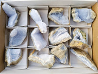 Natural Blue Lace Agate Geode Specimens x 12 From Nsanje, Malawi