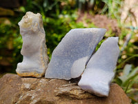 Natural Blue Lace Agate Geode Specimens x 12 From Nsanje, Malawi
