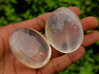 Polished Pearl Girasol Quartz Palm Stones x 12 From Ambatondrazaka, Madagascar - Toprock Gemstones and Minerals 