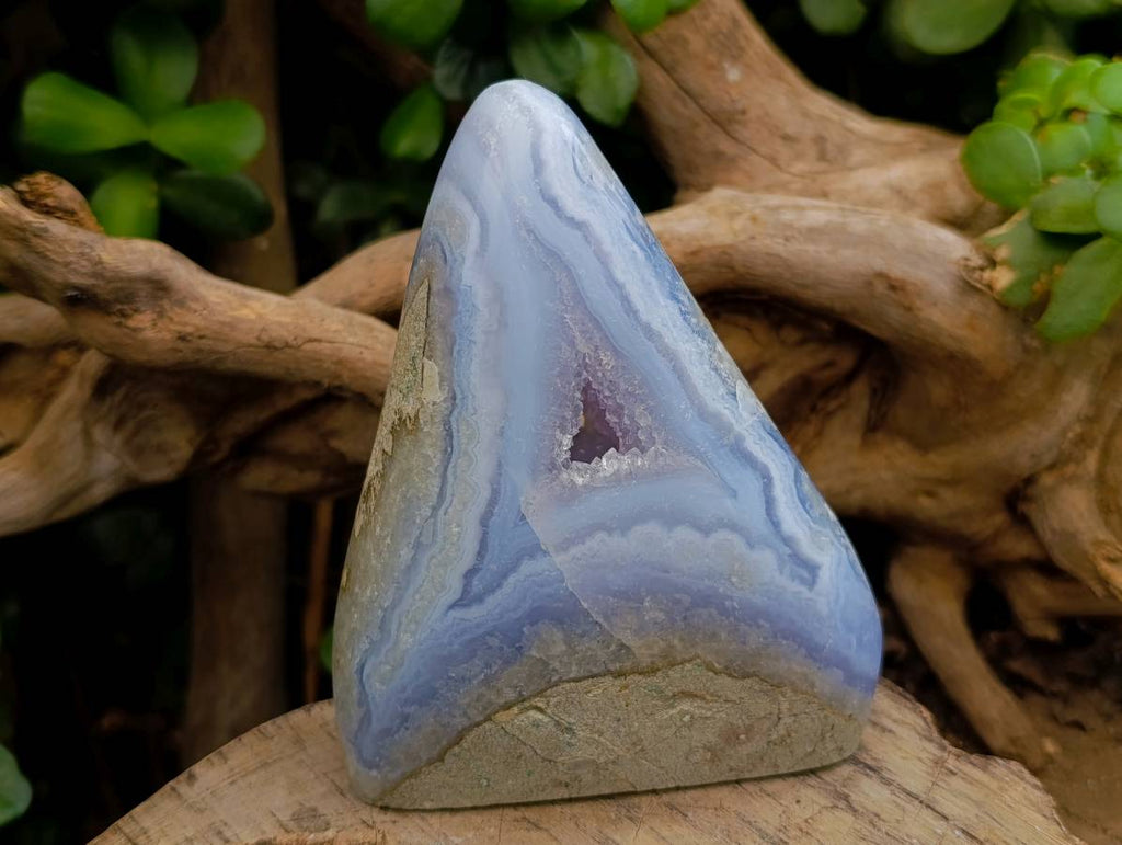 Polished Blue Lace Agate Standing Free Forms x 2 From Nsanje, Malawi - Toprock Gemstones and Minerals 