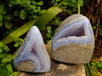 Polished Blue Lace Agate Standing Free Forms x 2 From Nsanje, Malawi - Toprock Gemstones and Minerals 