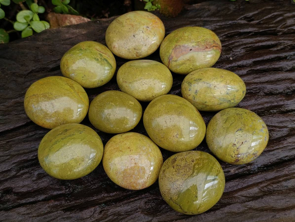 Polished Green Opal Palm Stones x 12 From Antsirabe, Madagascar - Toprock Gemstones and Minerals 
