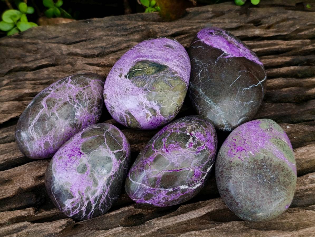 Polished Stichtite Free Forms x 6 From Barberton, South Africa - Toprock Gemstones and Minerals 