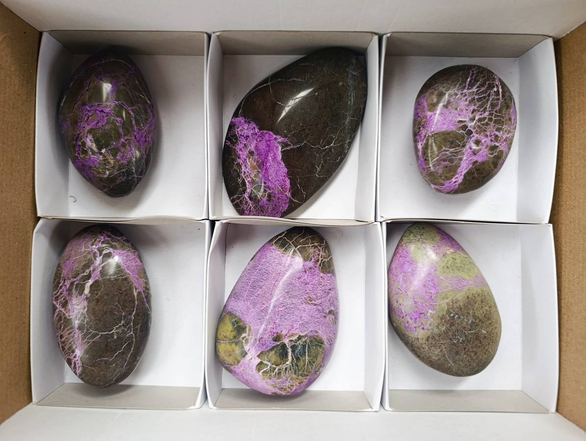 Polished Stichtite Free Forms x 6 From Barberton, South Africa - Toprock Gemstones and Minerals 