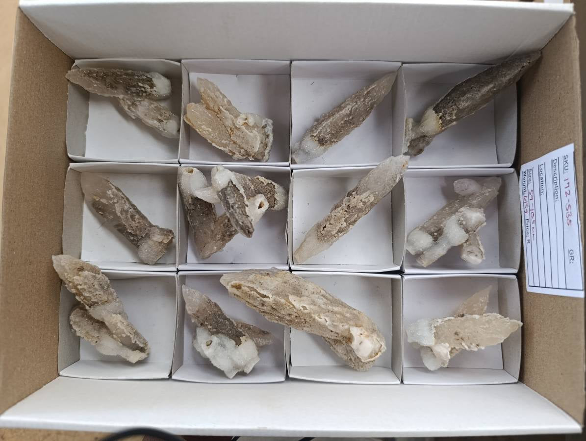 Natural Drusy Quartz Coated Calcite Pseudomorph Specimens x 12 From Alberts Mountain, Lesotho - Toprock Gemstones and Minerals 