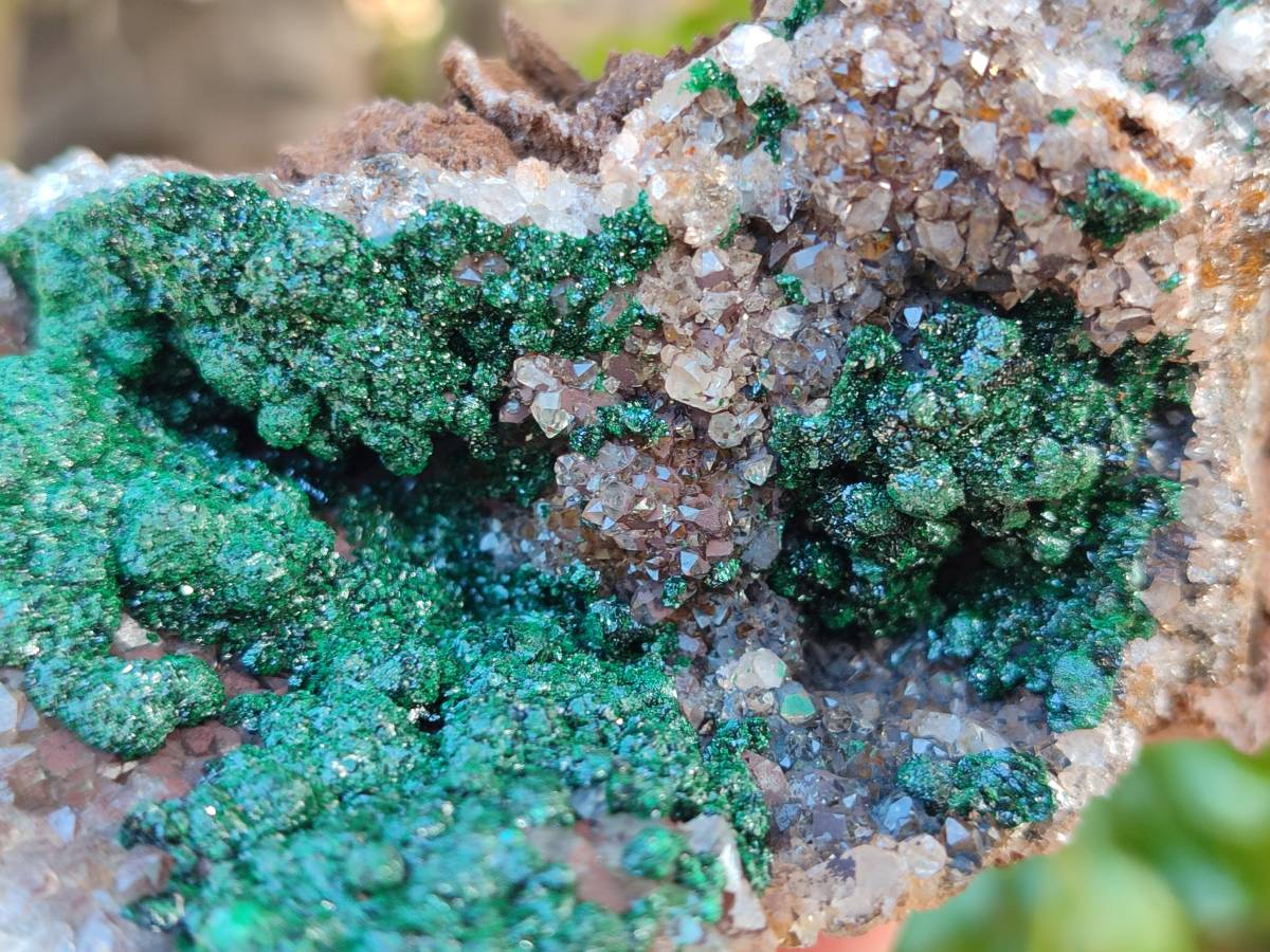 Natural Crystalline Ball Malachite and Drusy Quartz On Dolomite Matrix Specimens x 2 From Kambove, Congo - Toprock Gemstones and Minerals 