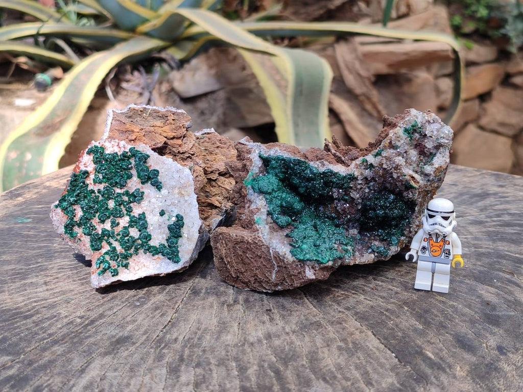 Natural Crystalline Ball Malachite and Drusy Quartz On Dolomite Matrix Specimens x 2 From Kambove, Congo - Toprock Gemstones and Minerals 