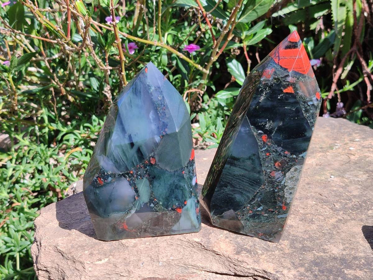 Polished Bloodstone Points x 2 From Swaziland - Toprock Gemstones and Minerals 