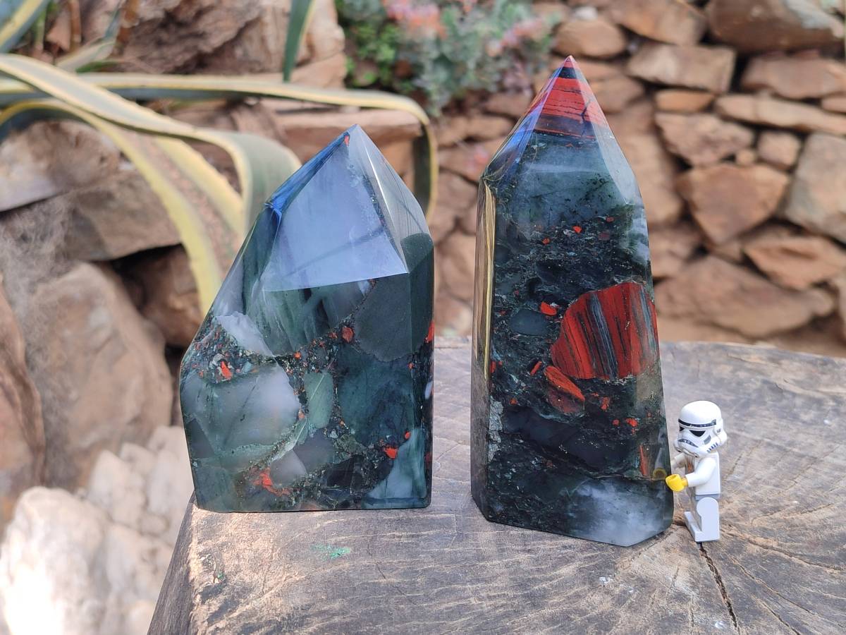 Polished Bloodstone Points x 2 From Swaziland - Toprock Gemstones and Minerals 
