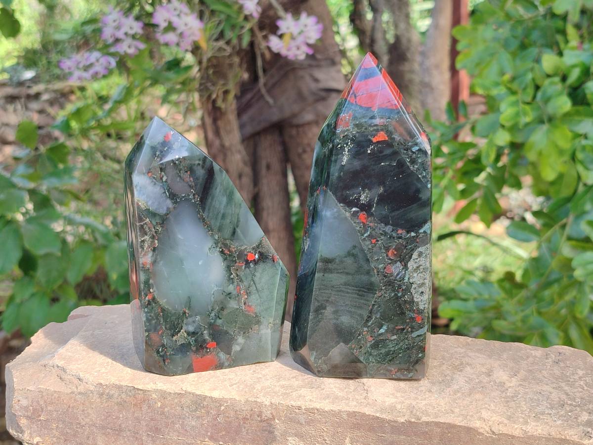 Polished Bloodstone Points x 2 From Swaziland - Toprock Gemstones and Minerals 
