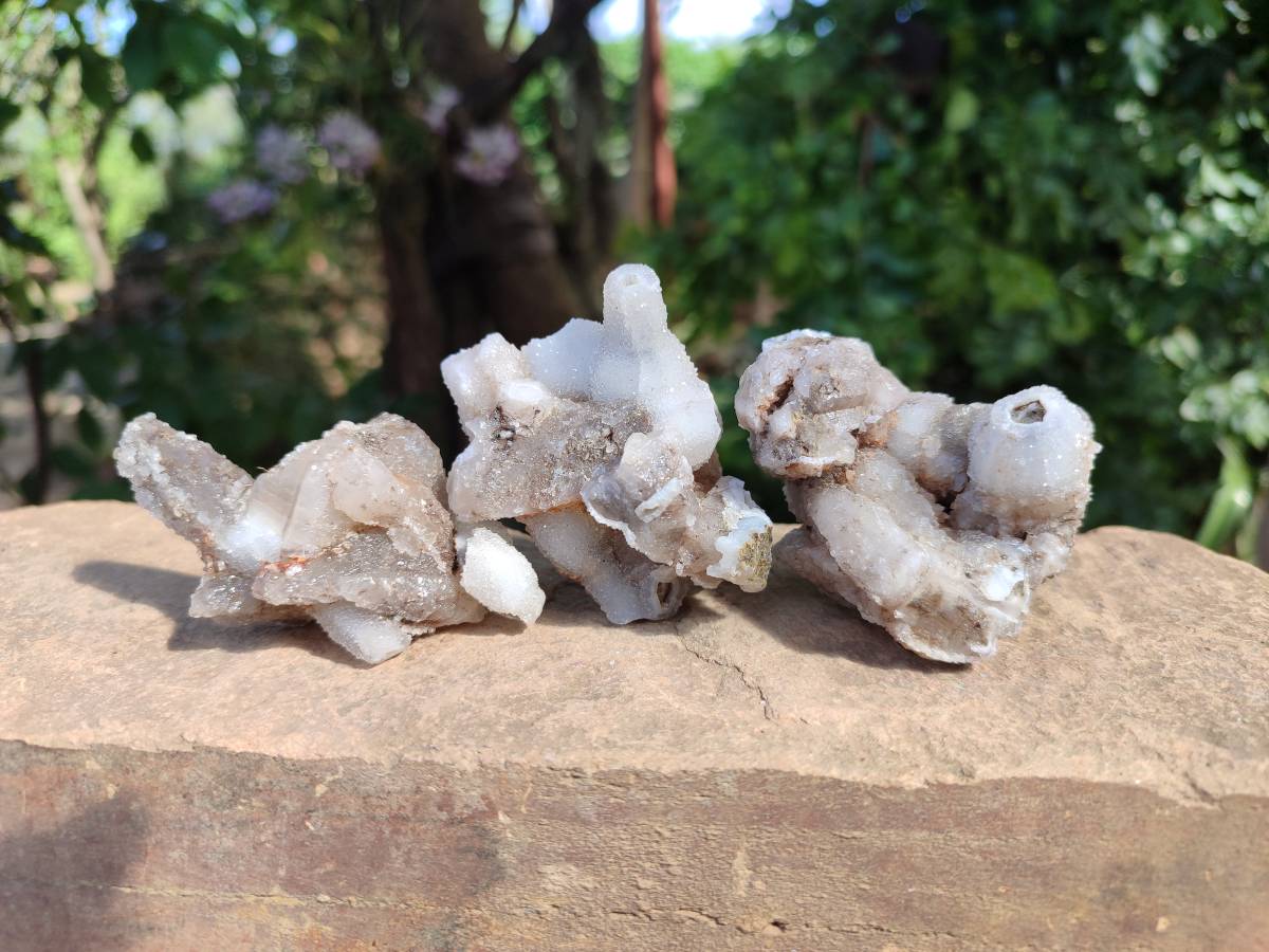 Natural Drusy Quartz Coated Calcite Pseudomorph Specimens x 12 From Alberts Mountain, Lesotho - Toprock Gemstones and Minerals 