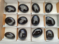 Polished Black Tourmaline Palm Stones x 12 From Madagascar - Toprock Gemstones and Minerals 