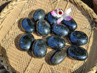 Polished Black Tourmaline Palm Stones x 12 From Madagascar - Toprock Gemstones and Minerals 