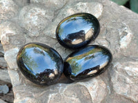 Polished Black Tourmaline Palm Stones x 12 From Madagascar - Toprock Gemstones and Minerals 