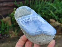 Polished Blue Lace Agate Standing Free Forms x 2 From Nsanje, Malawi