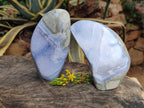 Polished Blue Lace Agate Standing Free Forms x 2 From Nsanje, Malawi - Toprock Gemstones and Minerals 