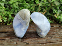 Polished Blue Lace Agate Standing Free Forms x 2 From Nsanje, Malawi