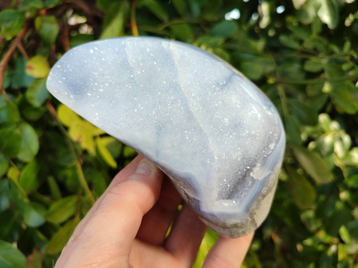 Polished Blue Lace Agate Standing Free Forms x 2 From Nsanje, Malawi - Toprock Gemstones and Minerals 