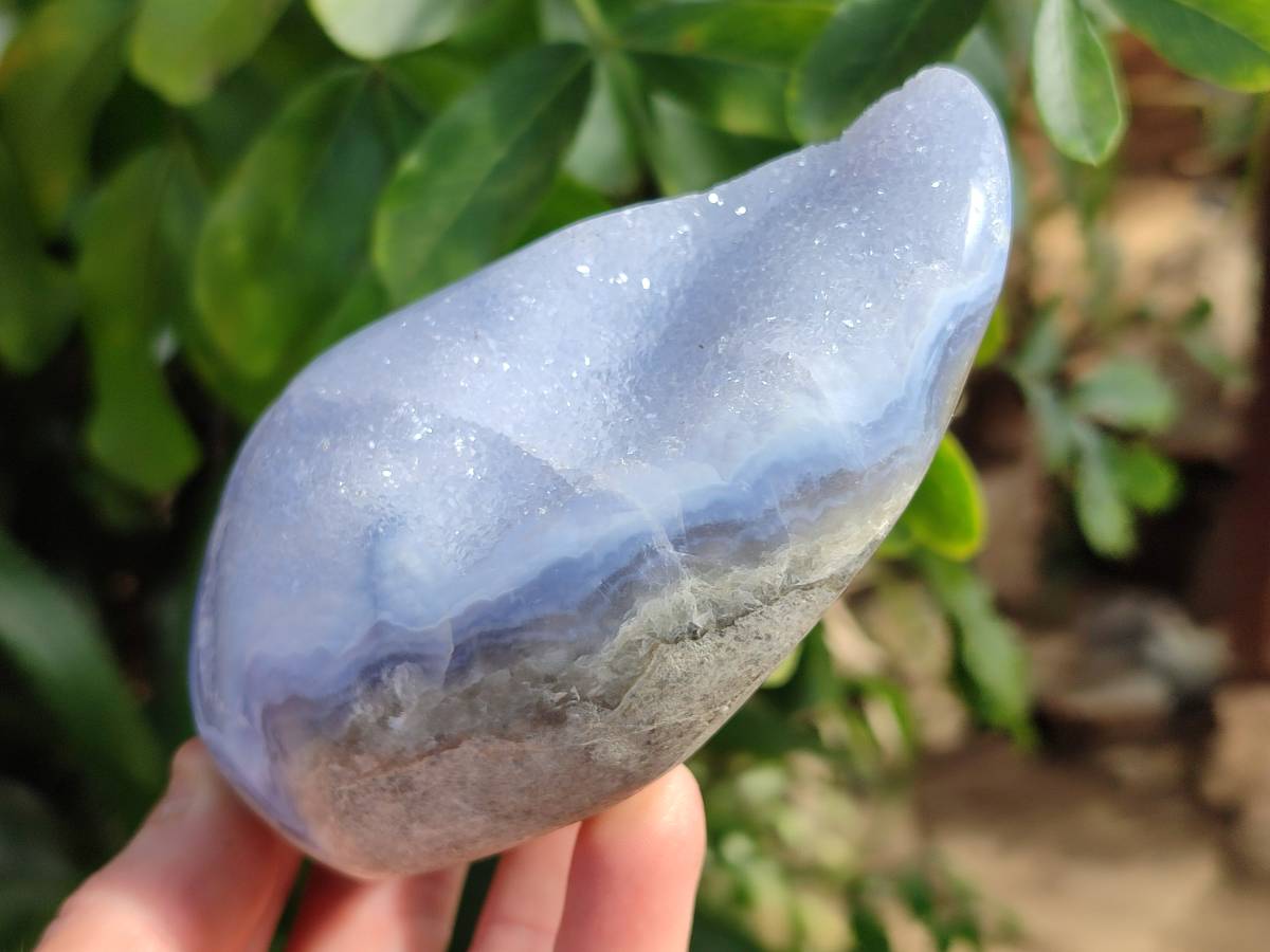 Polished Blue Lace Agate Standing Free Forms x 2 From Nsanje, Malawi - Toprock Gemstones and Minerals 
