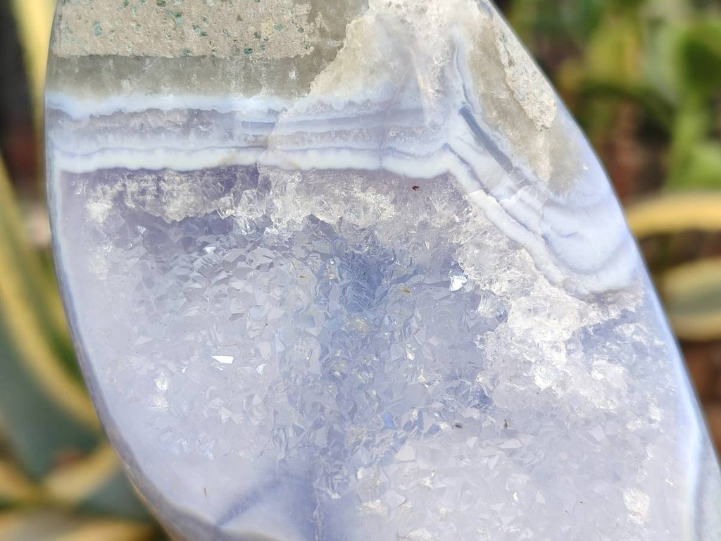Polished Blue Lace Agate Standing Free Forms x 2 From Nsanje, Malawi - Toprock Gemstones and Minerals 