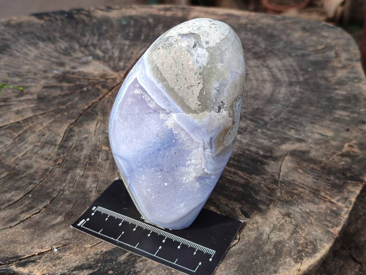 Polished Blue Lace Agate Standing Free Forms x 2 From Nsanje, Malawi - Toprock Gemstones and Minerals 