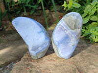 Polished Blue Lace Agate Standing Free Forms x 2 From Nsanje, Malawi