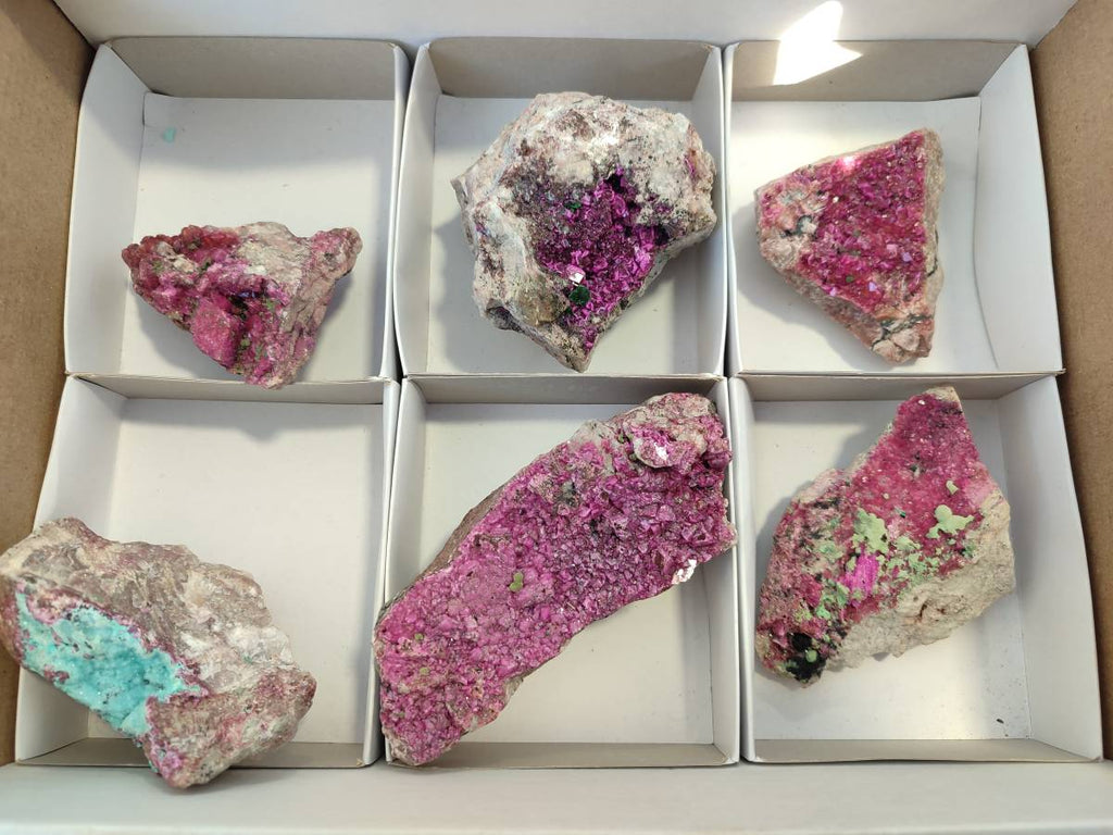 Natural Salrose Cobaltion Dolomite Specimens With Malachite And One With Chrysocolla x 6 From Kakanda, Congo - Toprock Gemstones and Minerals 