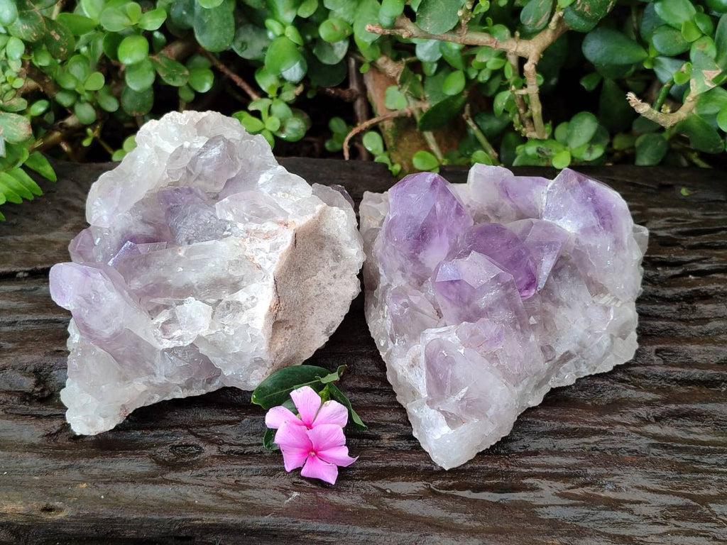 Natural Jacaranda Amethyst Clusters x 2 From Mumbwa, Zambia - Toprock Gemstones and Minerals 