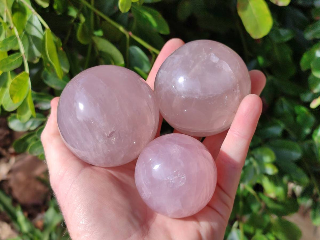 Polished Star Rose Quartz Spheres x 3 From Madagascar - Toprock Gemstones and Minerals 