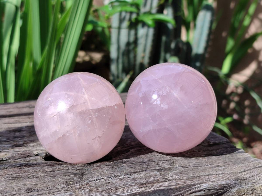 Polished Star Rose Quartz Spheres x 3 From Madagascar - Toprock Gemstones and Minerals 