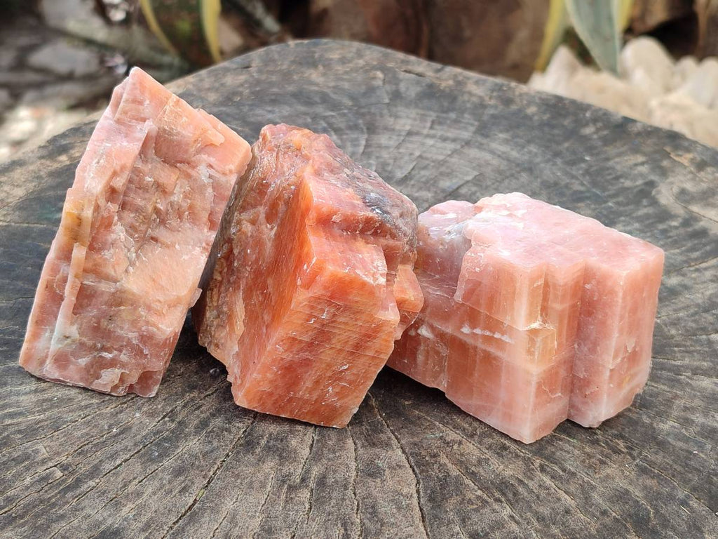 Natural Rhombohedral Sunset Orange Calcite Specimens x 6 From Spitzkop, Namibia - Toprock Gemstones and Minerals 