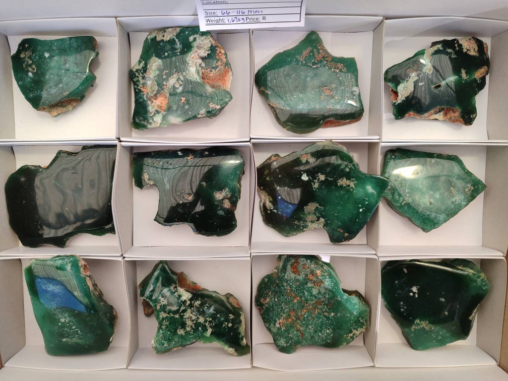 Polished On One Side Mtorolite Plates x 12 From Mutorashanga, Zimbabwe - Toprock Gemstones and Minerals 