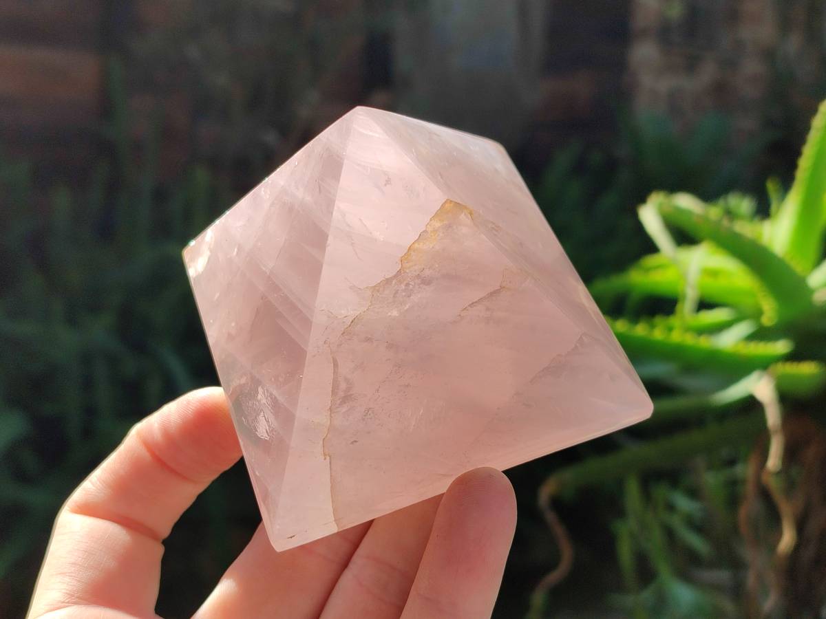 Polished Rose Quartz Pyramids x 2 From Madagascar - Toprock Gemstones and Minerals 