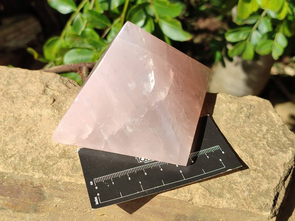 Polished Rose Quartz Pyramids x 2 From Madagascar - Toprock Gemstones and Minerals 