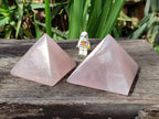 Polished Rose Quartz Pyramids x 2 From Madagascar - Toprock Gemstones and Minerals 