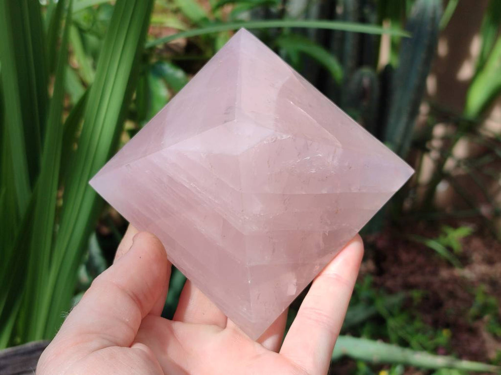 Polished Rose Quartz Pyramids x 2 From Madagascar - Toprock Gemstones and Minerals 