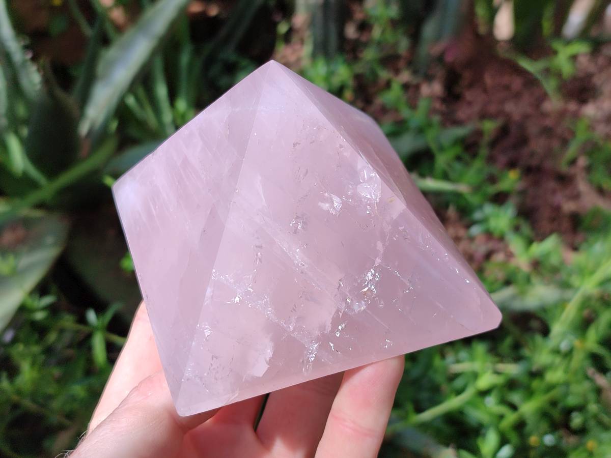 Polished Rose Quartz Pyramids x 2 From Madagascar - Toprock Gemstones and Minerals 