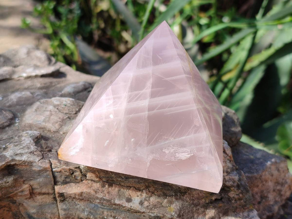 Polished Rose Quartz Pyramids x 2 From Madagascar - Toprock Gemstones and Minerals 