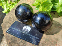Polished Black Tourmaline Spheres x 6 From Madagascar