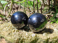 Polished Black Tourmaline Spheres x 6 From Madagascar