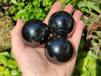 Polished Black Tourmaline Spheres x 6 From Madagascar - Toprock Gemstones and Minerals 
