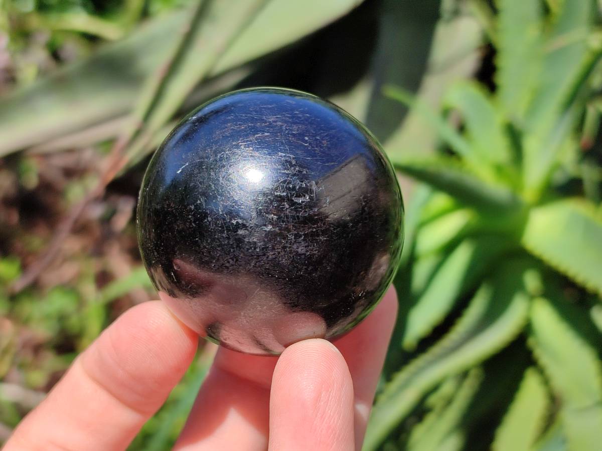 Polished Black Tourmaline Spheres x 6 From Madagascar - Toprock Gemstones and Minerals 