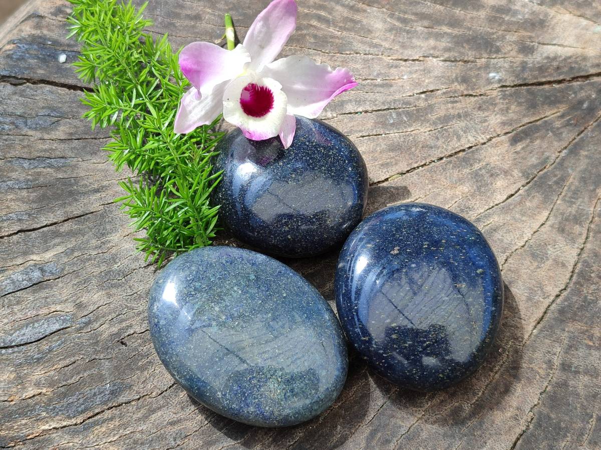 Polished Lazulite Palm Stones x 20 From Madagascar - Toprock Gemstones and Minerals 