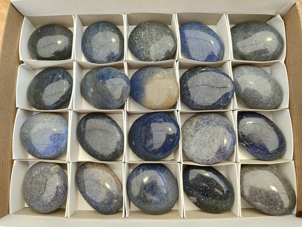Polished Lazulite Palm Stones x 20 From Madagascar - Toprock Gemstones and Minerals 