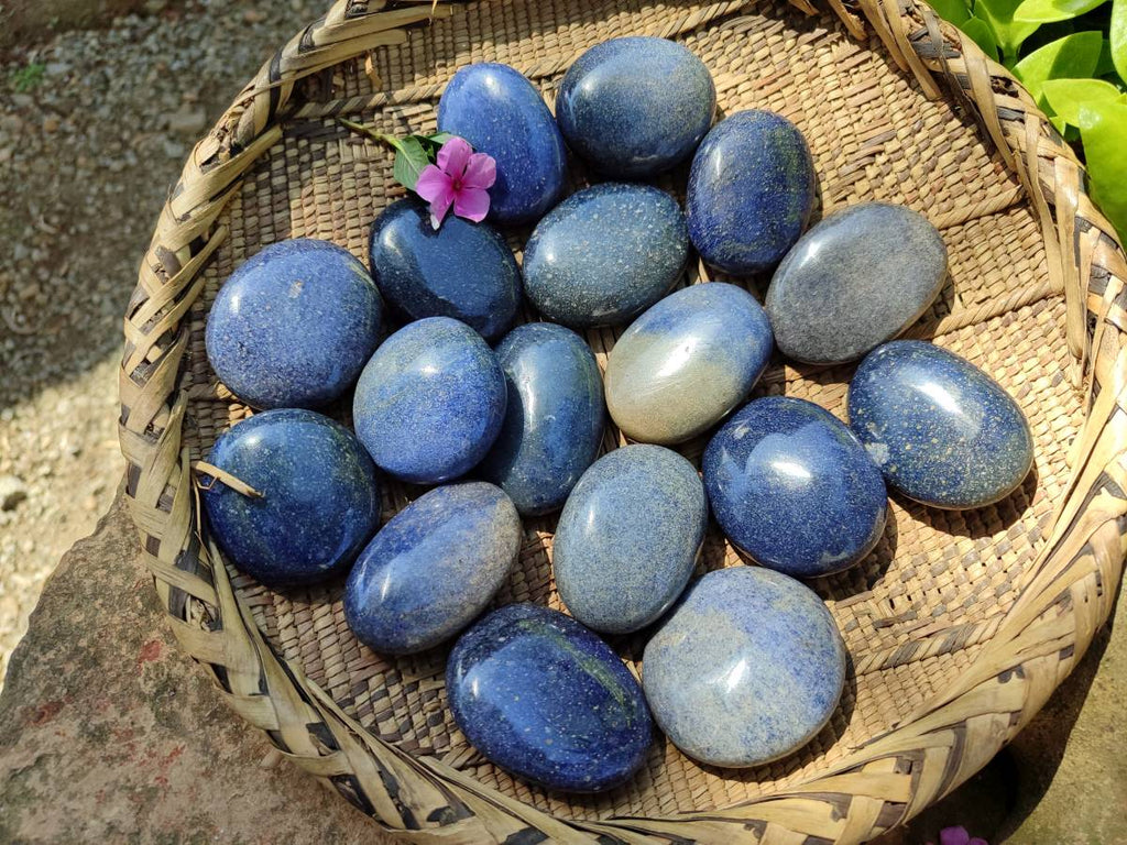 Polished Lazulite Palm Stones x 20 From Madagascar - Toprock Gemstones and Minerals 