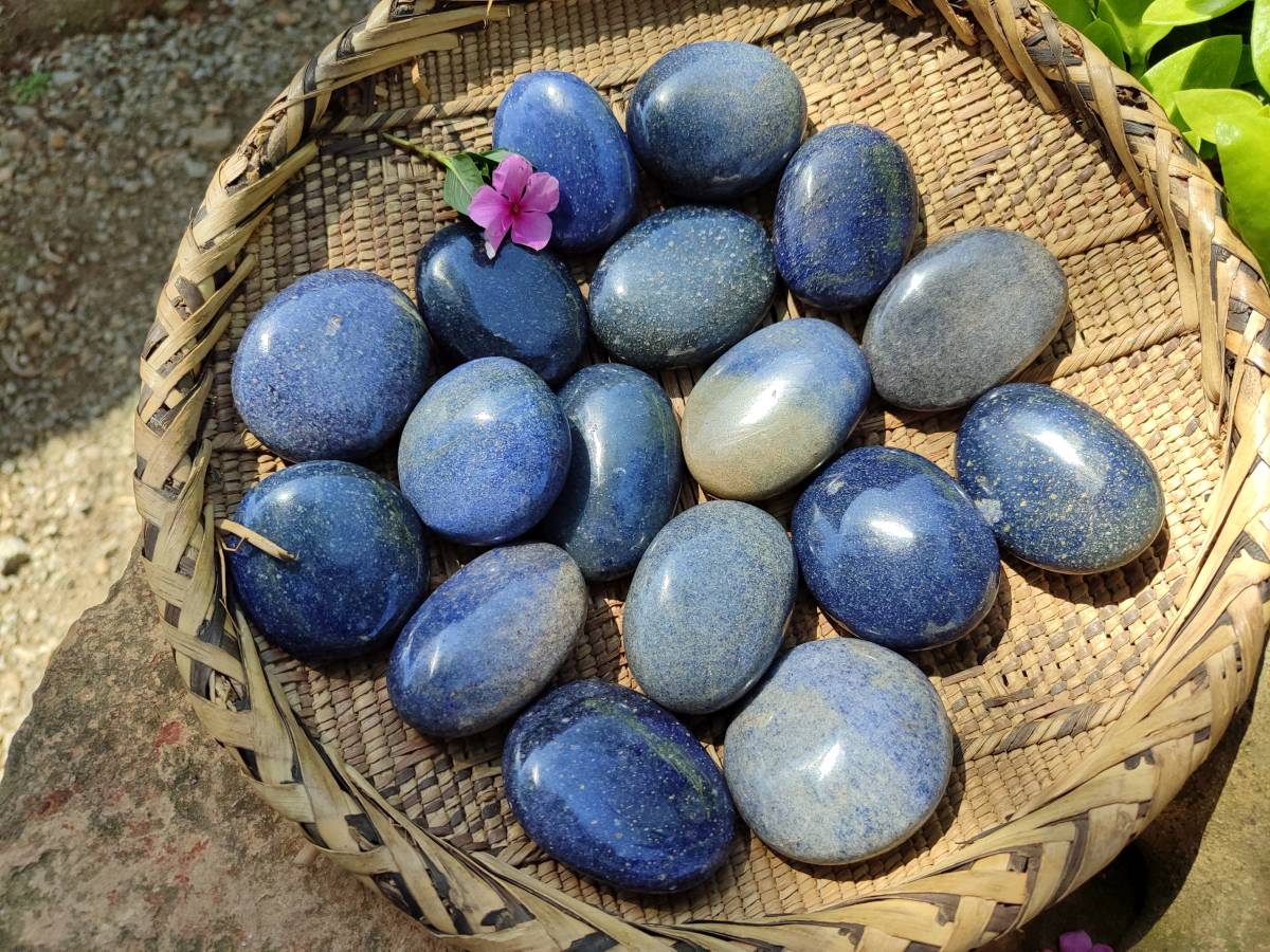 Polished Lazulite Palm Stones x 20 From Madagascar - Toprock Gemstones and Minerals 