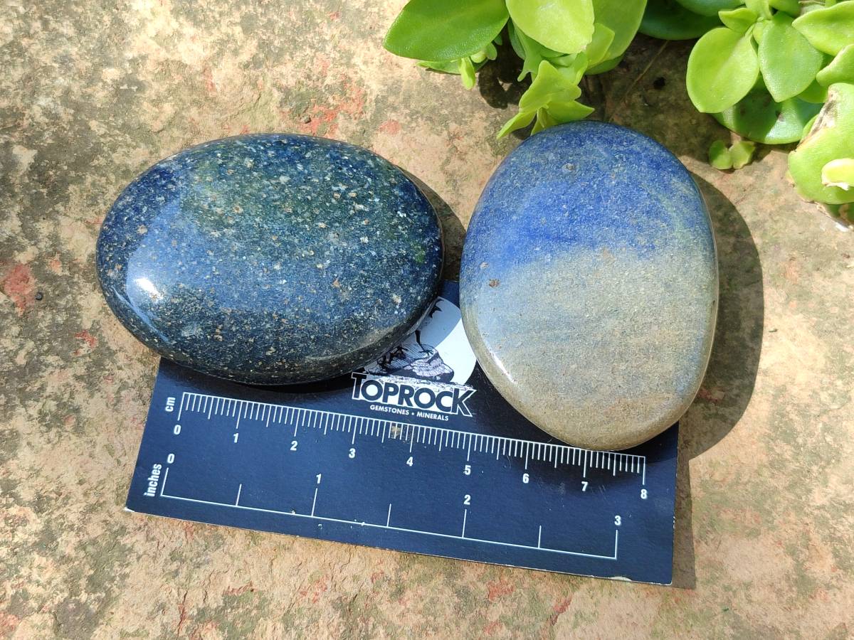 Polished Lazulite Palm Stones x 20 From Madagascar - Toprock Gemstones and Minerals 