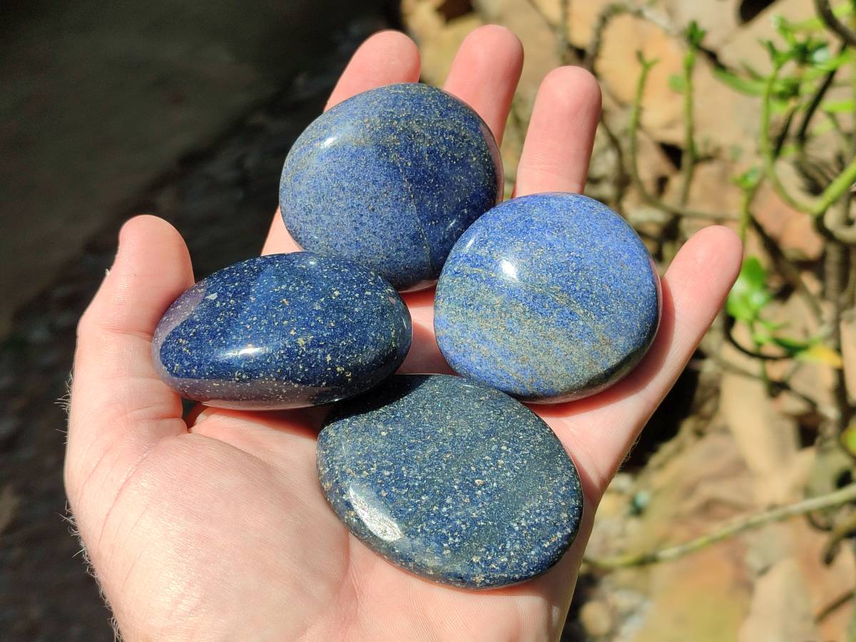Polished Lazulite Palm Stones x 20 From Madagascar - Toprock Gemstones and Minerals 