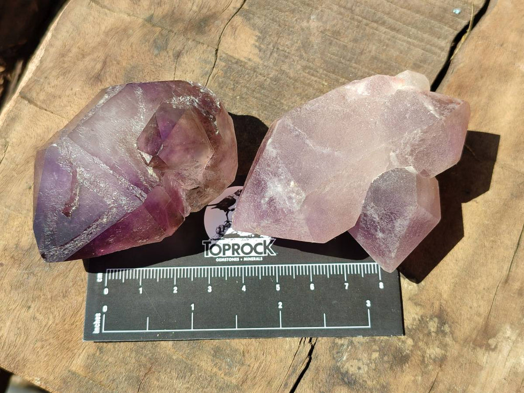 Natural Smokey Window Amethyst Crystals x 12 From Madagascar - Toprock Gemstones and Minerals 