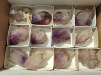 Natural Smokey Window Amethyst Crystals x 12 From Madagascar